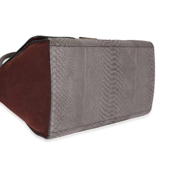 Celine Gray Python & Burgundy Suede Medium Trapeze Bag - Picture 6 of 7